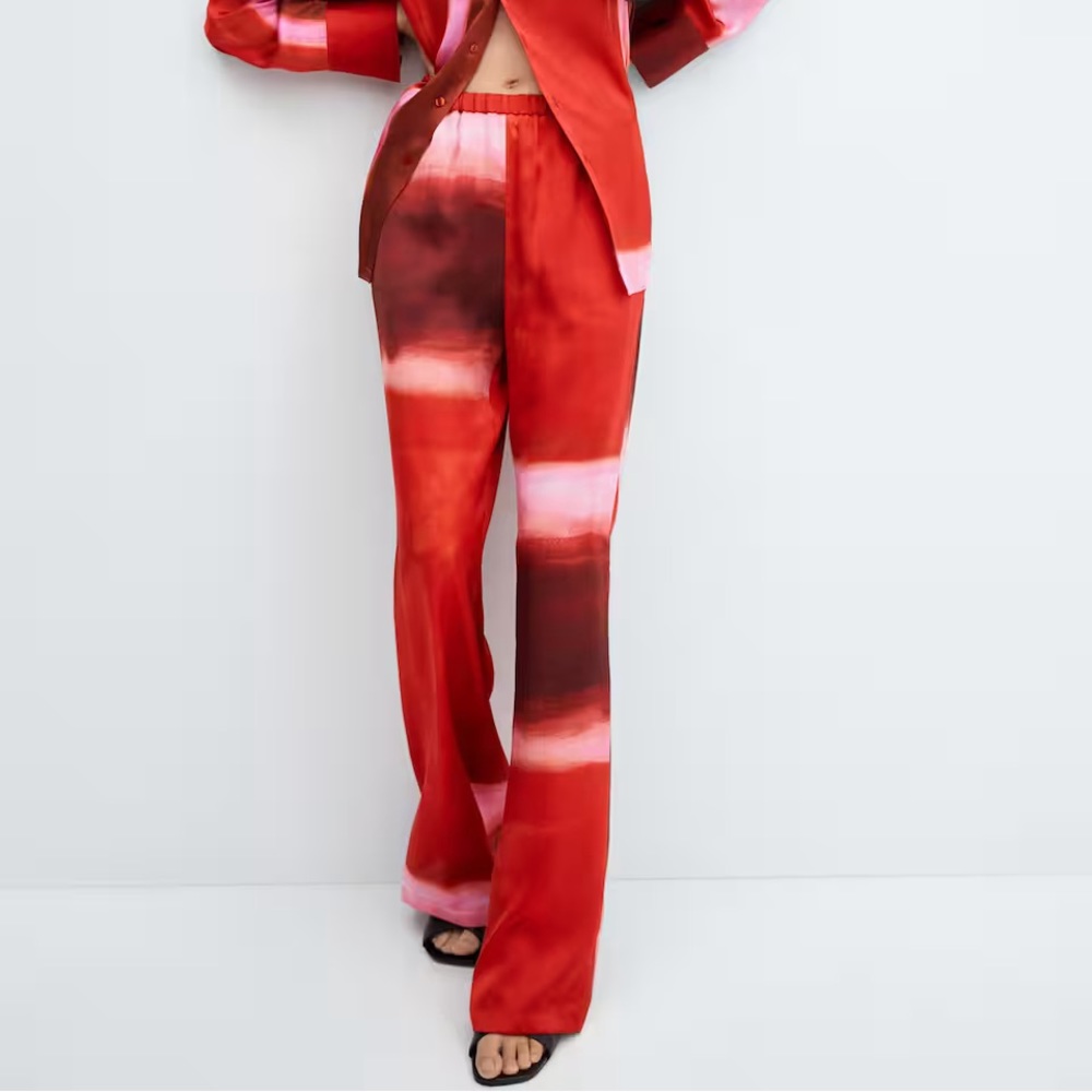 Tie-dye satin pants